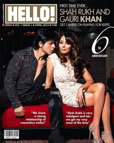 Shahrukh Khan with Gauri - Hello April 2013 Cover