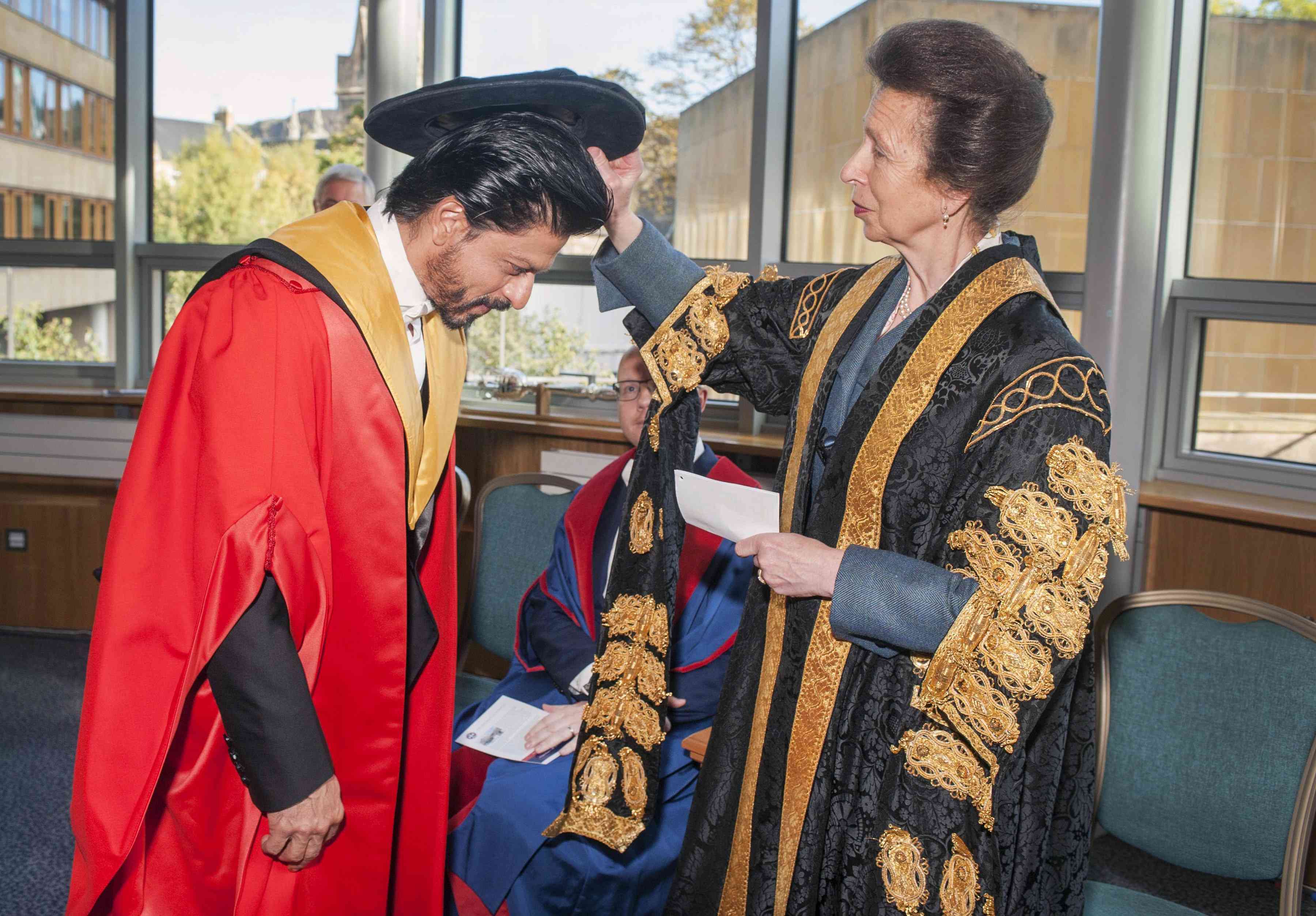 The Princess Royal of Edinburgh confers Doctor Honoris Causa on Shah Rukh Khan at University Of Edinburgh on 15th October 2015